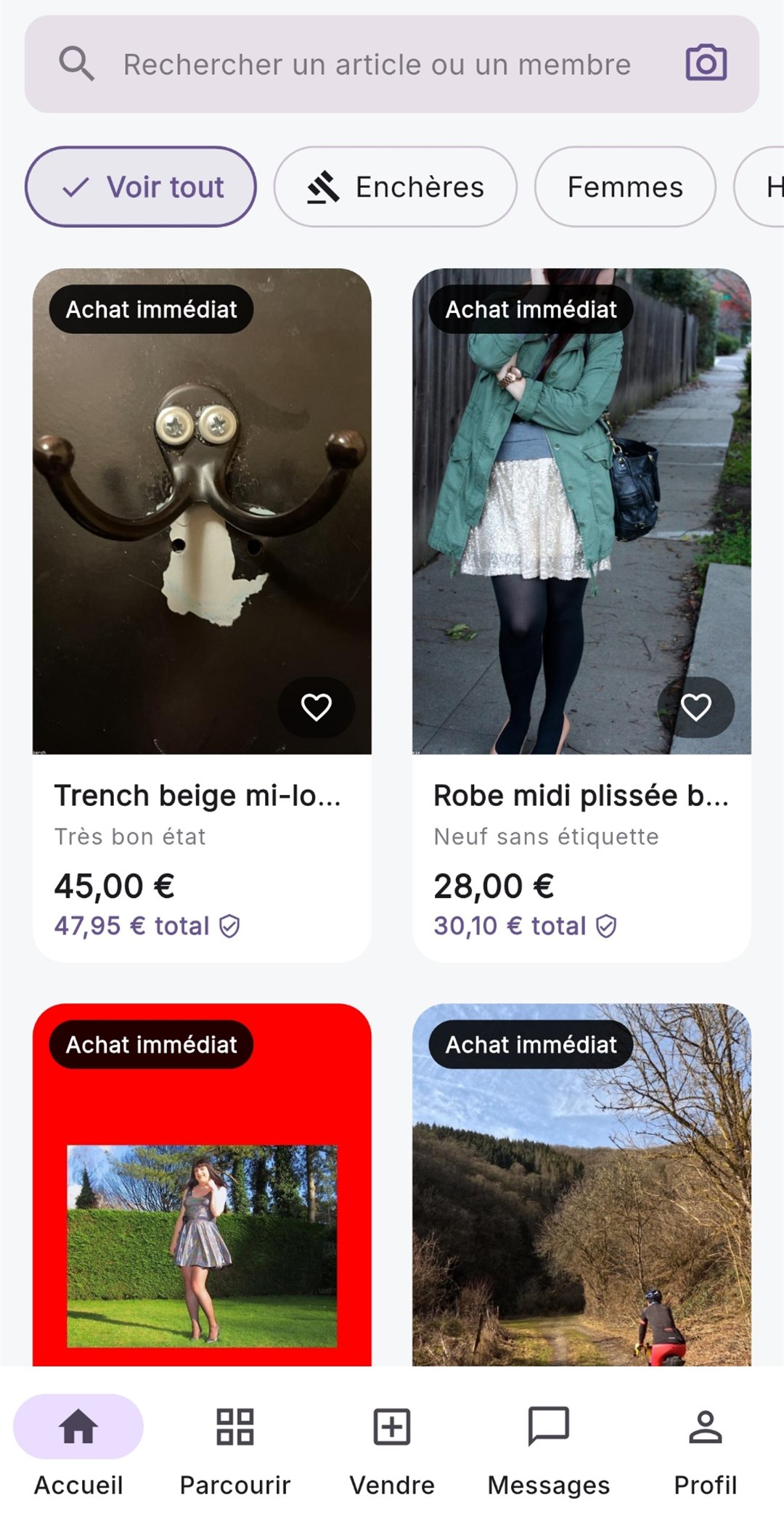 Aperçu de l'application marketplace Sibyro